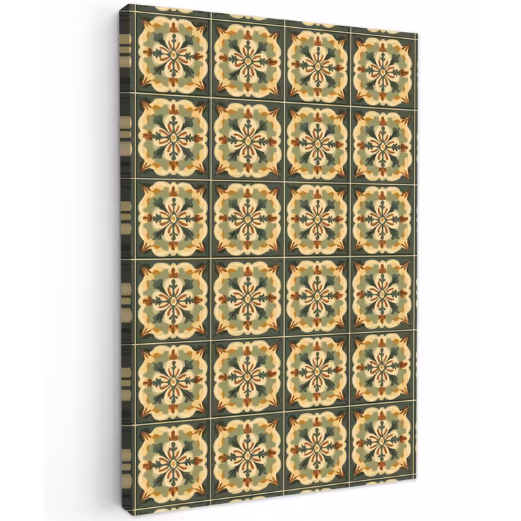 Ornament - Patroon - Groen Tuinposter op houten frame 2 cm dik klein 841 -3d
