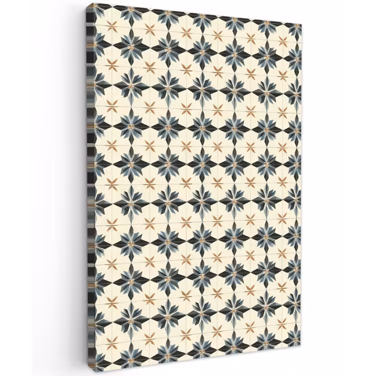 Sierlijk - Ornament - Blauw Tuinposter op houten frame 2 cm dik klein 841 -3d