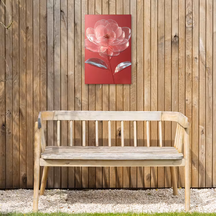 Sierlijk - Bloem - Roze - Glazen Tuinposter op houten frame 2 cm dik klein -sfeer4