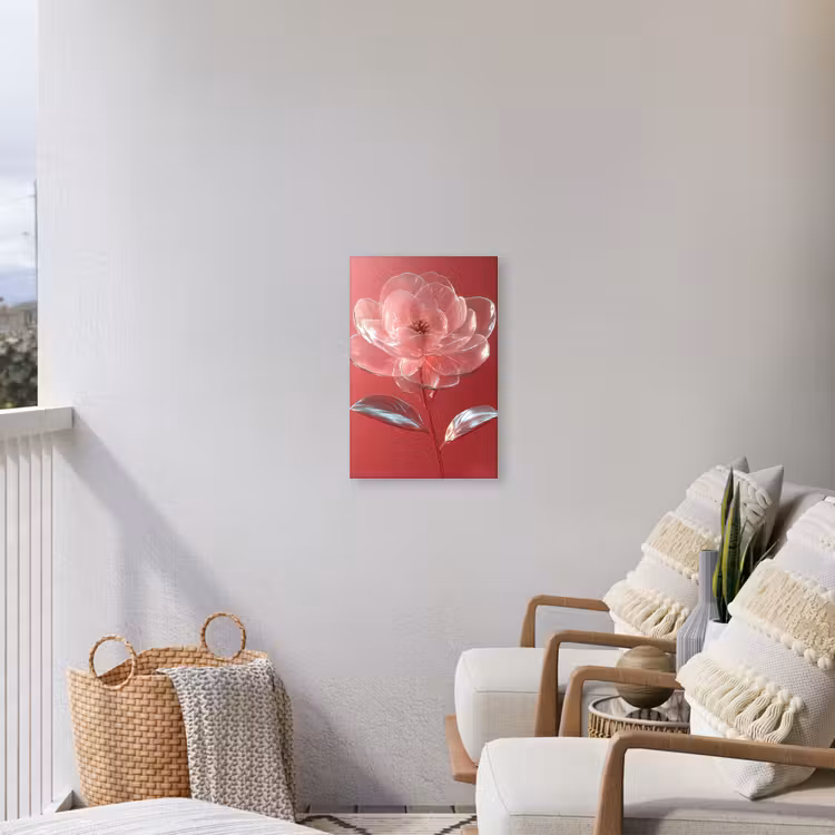 Sierlijk - Bloem - Roze - Glazen Tuinposter op houten frame 2 cm dik klein -sfeer1