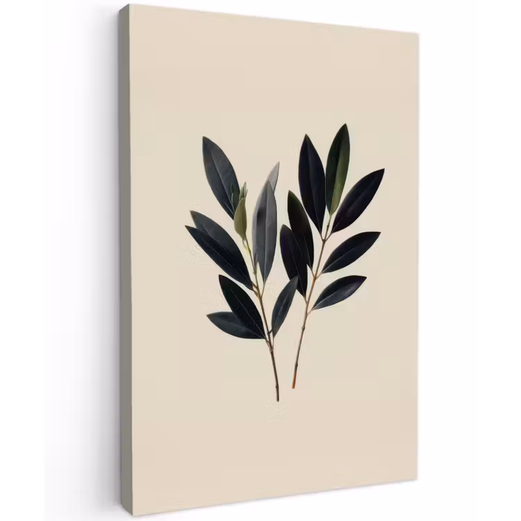 Ovaalvormige bladeren - Diep groen - Symmetrisch Tuinposter op houten frame 2 cm dik klein -3d