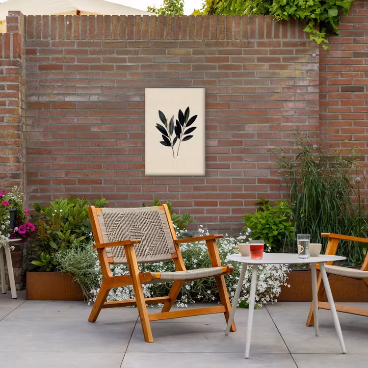 Ovaalvormige bladeren - Diep groen - Symmetrisch Tuinposter op houten frame 2 cm dik klein -sfeer3