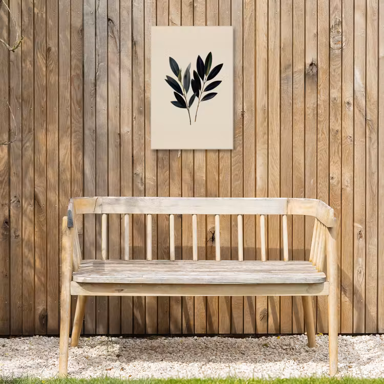 Ovaalvormige bladeren - Diep groen - Symmetrisch Tuinposter op houten frame 2 cm dik klein -sfeer4