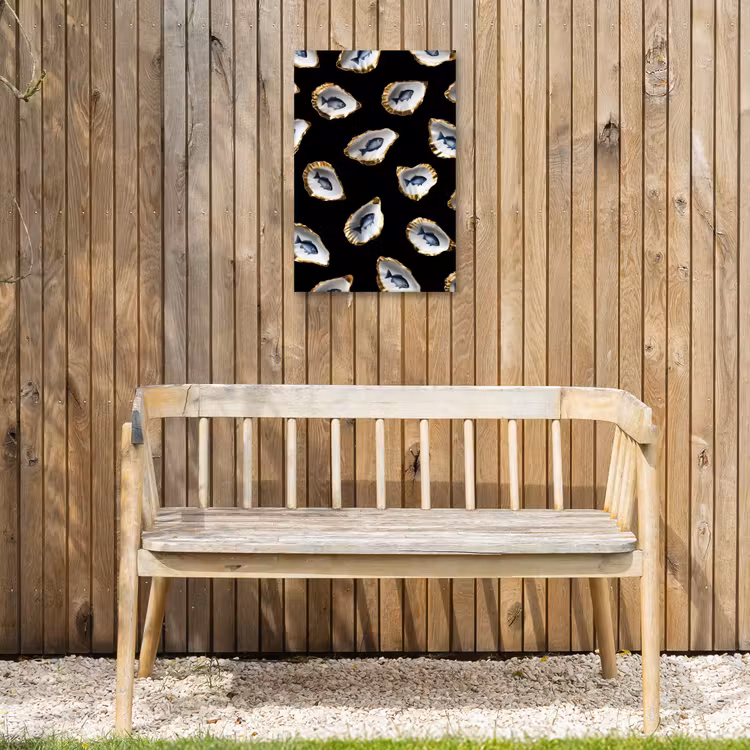 Oesters - Vissen - Blauw - Goud Tuinposter op houten frame 2 cm dik klein -sfeer4