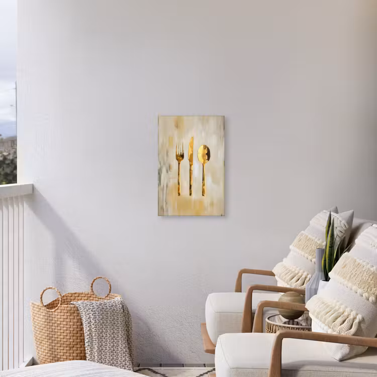 Verf - Goud - Bestek Tuinposter op houten frame 2 cm dik klein -sfeer1