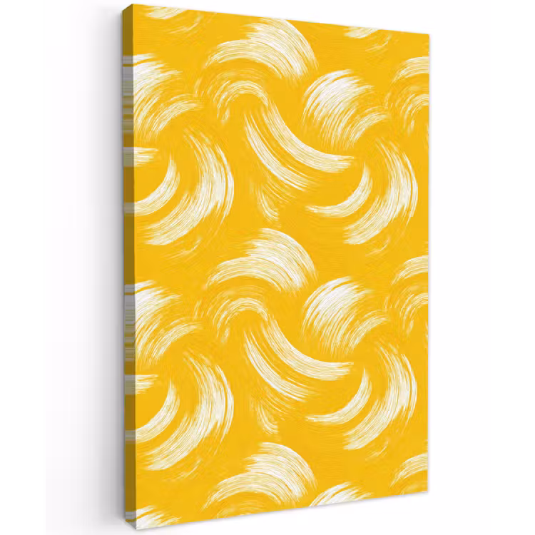 Verfstreken - Abstract - Dynamisch - Geel Tuinposter op houten frame 2 cm dik klein 841 -3d