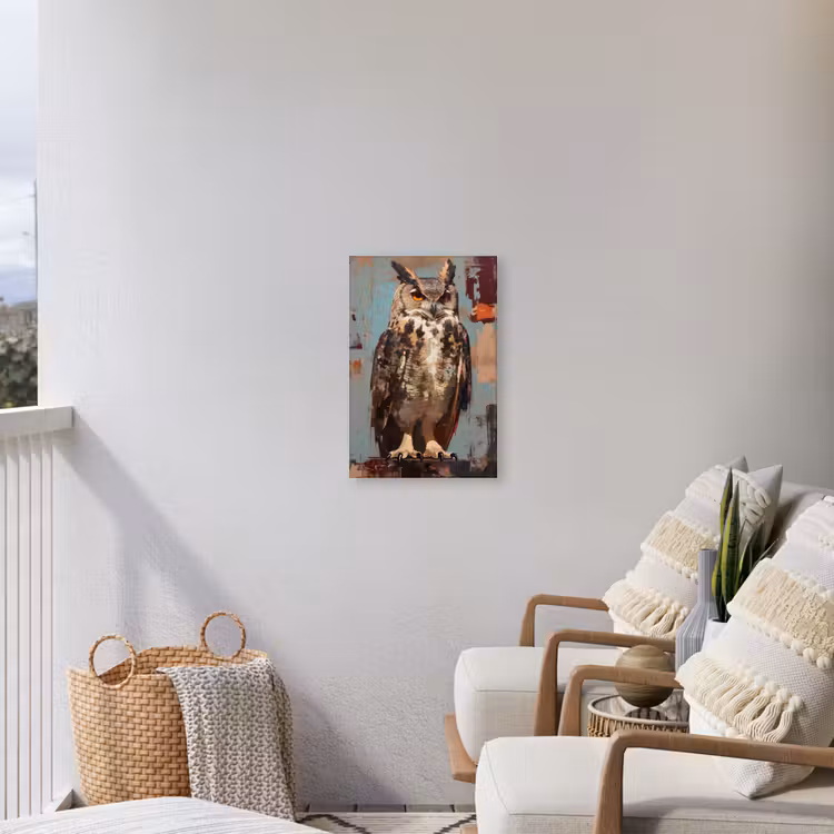 Geschilderd - Abstract - Uil - Bruin Tuinposter op houten frame 2 cm dik klein -sfeer1