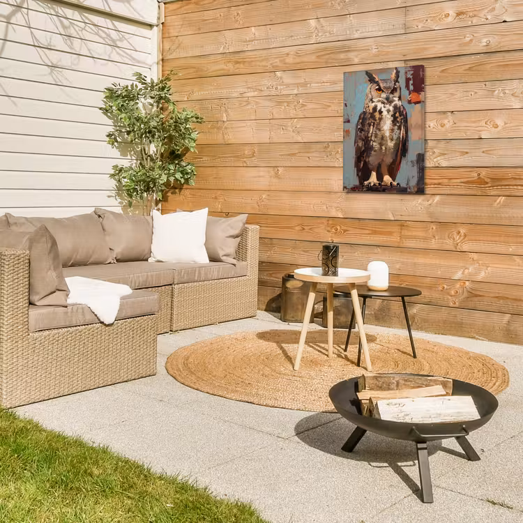 Geschilderd - Abstract - Uil - Bruin Tuinposter op houten frame 2 cm dik klein -sfeer2