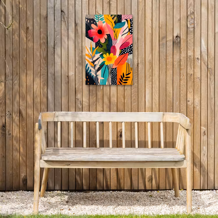 Schilderij - Abstract - Bloemen - Roze Tuinposter op houten frame 2 cm dik klein -sfeer4