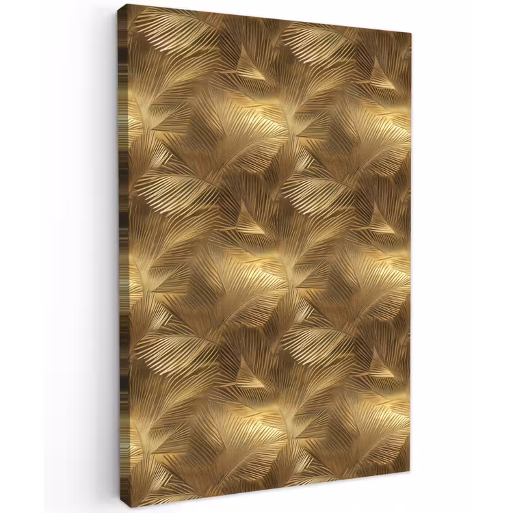 Palm - Waaier - Goud Tuinposter op houten frame 2 cm dik klein 841 -3d