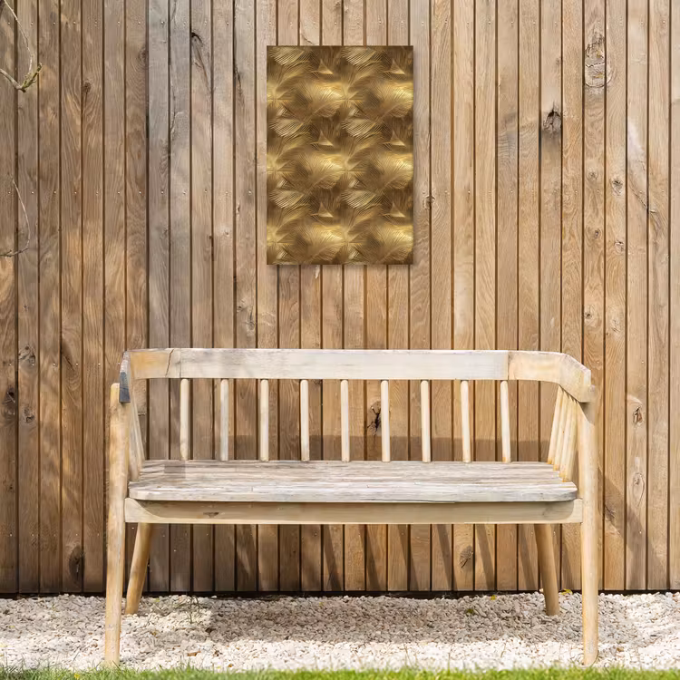 Palm - Waaier - Goud Tuinposter op houten frame 2 cm dik klein 841 -sfeer4