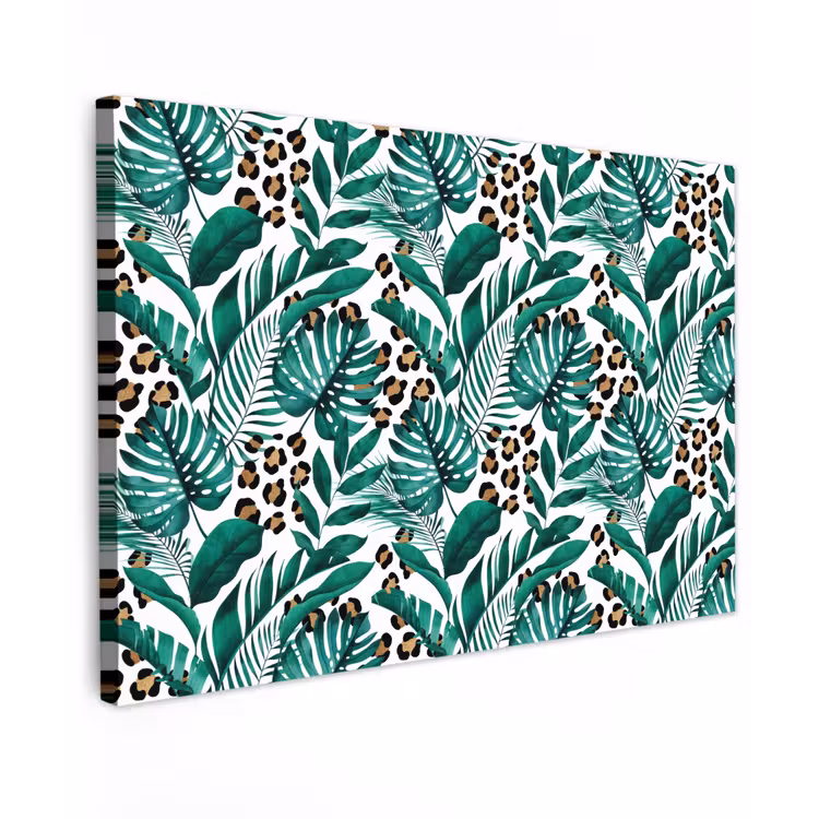 Palmblad - Panterprint - Tropical Tuinposter op houten frame 2 cm dik middel -3d
