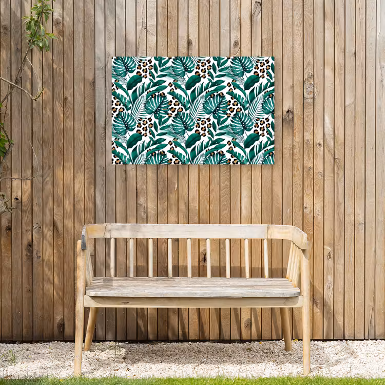 Palmblad - Panterprint - Tropical Tuinposter op houten frame 2 cm dik middel -sfeer4