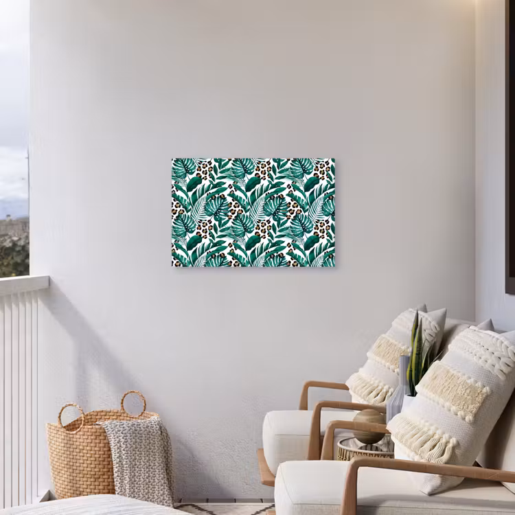 Palmblad - Panterprint - Tropical Tuinposter op houten frame 2 cm dik middel -sfeer1