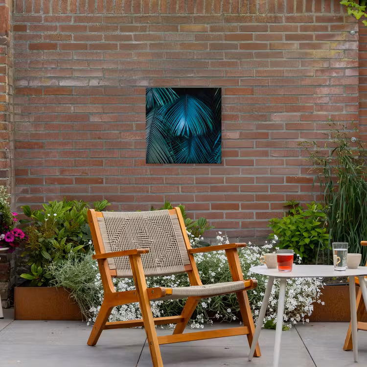Palmblad - Tropisch - Natuur - Jungle Tuinposter op houten frame 2 cm dik klein -sfeer3