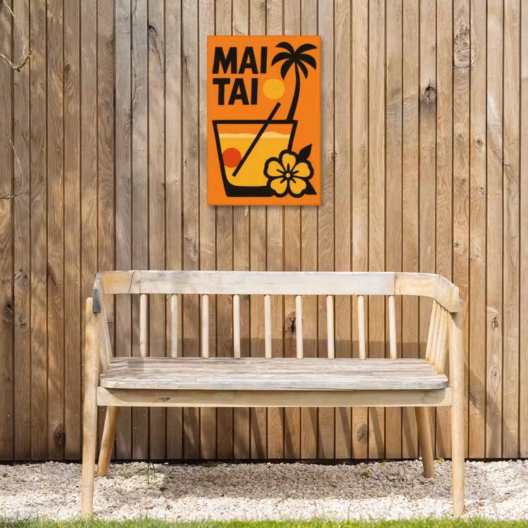 Palmboom - Bloem - Art - Drink Tuinposter op houten frame 2 cm dik klein -sfeer4