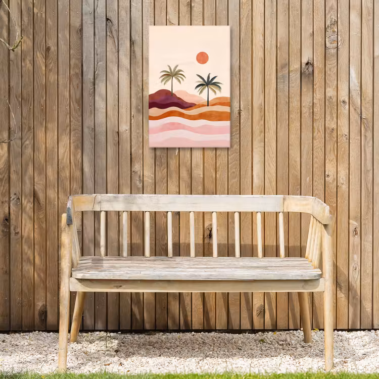 Palmbomen - Abstract - Zon - Heuvels Tuinposter op houten frame 2 cm dik klein -sfeer4
