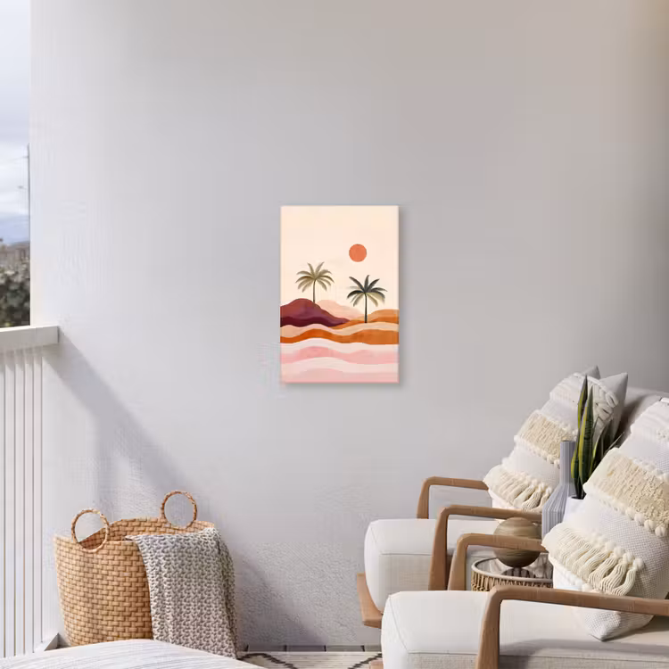 Palmbomen - Abstract - Zon - Heuvels Tuinposter op houten frame 2 cm dik klein -sfeer1