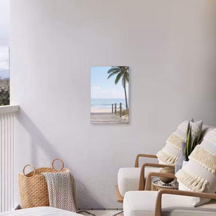 Palmbomen - Pad - Horizon Tuinposter op houten frame 2 cm dik klein -sfeer1