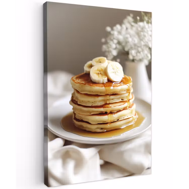 Pannenkoeken - Banaan - Siroop - Wit - Beige Tuinposter op houten frame 2 cm dik klein -3d