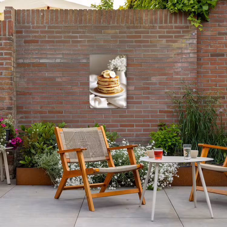 Pannenkoeken - Banaan - Siroop - Wit - Beige Tuinposter op houten frame 2 cm dik klein -sfeer3