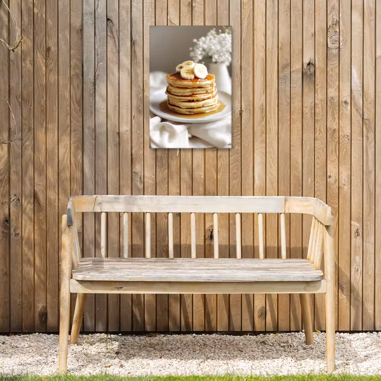 Pannenkoeken - Banaan - Siroop - Wit - Beige Tuinposter op houten frame 2 cm dik klein -sfeer4