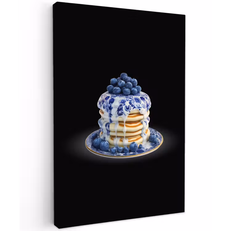 Pannenkoeken - Blauwe Bessen - Bord Tuinposter op houten frame 2 cm dik klein -3d