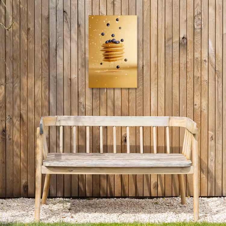 Pannenkoeken - Eten - Honing - Geel Tuinposter op houten frame 2 cm dik klein -sfeer4