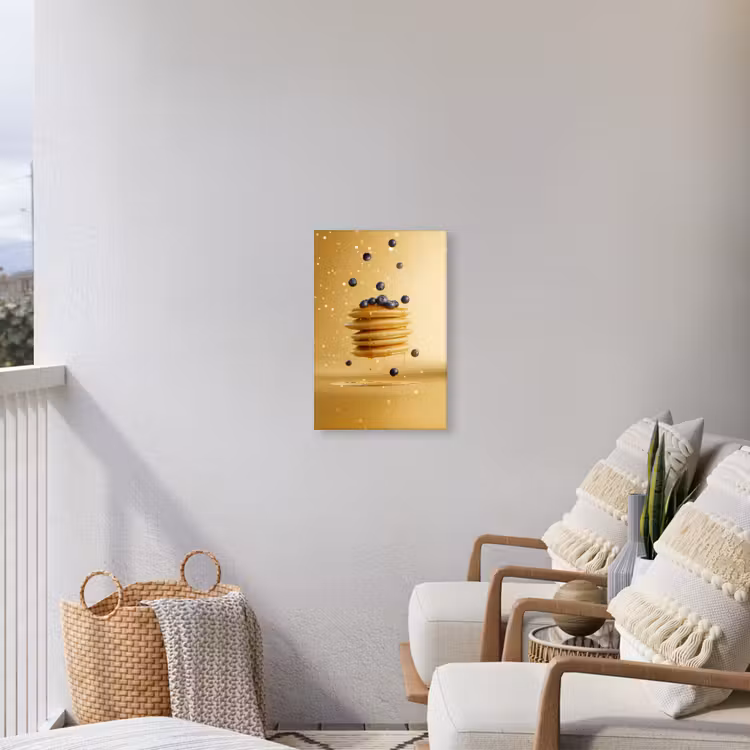 Pannenkoeken - Eten - Honing - Geel Tuinposter op houten frame 2 cm dik klein -sfeer1