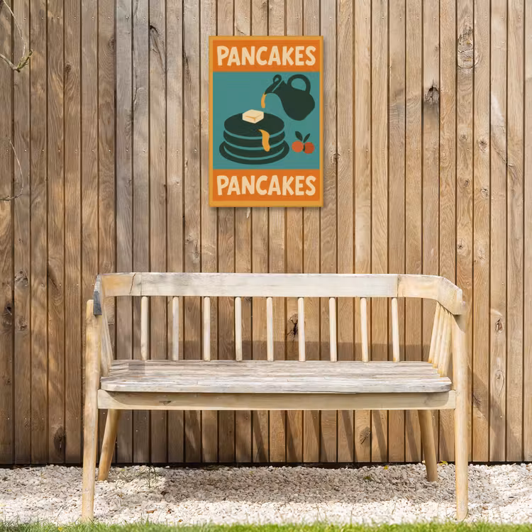 Pannenkoeken - Siroop - Illustratie - Oranje Tuinposter op houten frame 2 cm dik klein -sfeer4