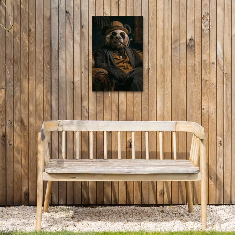 Panda - Hoed - Bril - Pak Tuinposter op houten frame 2 cm dik klein -sfeer4