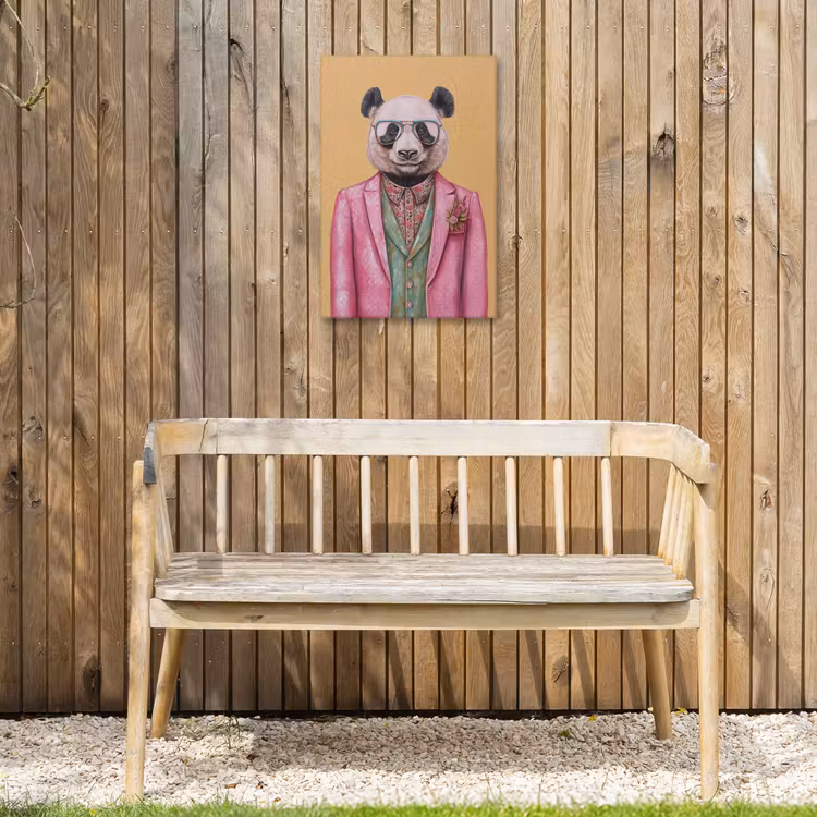Panda - Pak - Zonnebril - Blauw Tuinposter op houten frame 2 cm dik klein -sfeer4