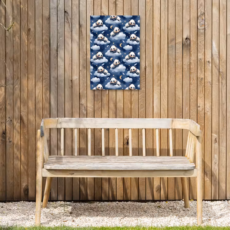 Panda's - Slapen - Blauw Tuinposter op houten frame 2 cm dik klein 841 -sfeer4
