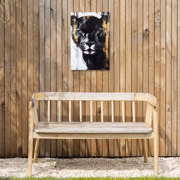 Panter - Zwart - Abstract - Verfstreken Tuinposter op houten frame 2 cm dik klein -sfeer4