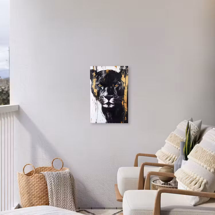 Panter - Zwart - Abstract - Verfstreken Tuinposter op houten frame 2 cm dik klein -sfeer1