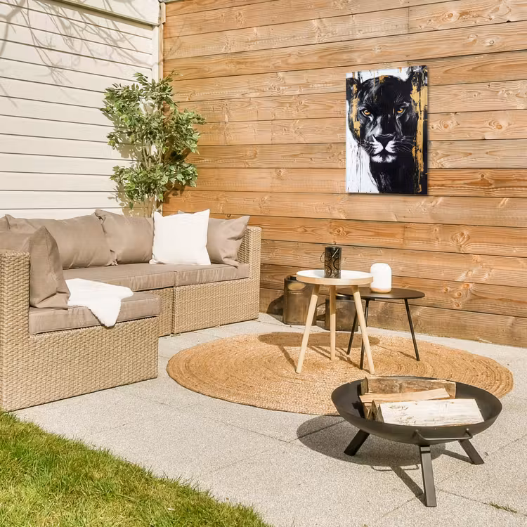 Panter - Zwart - Abstract - Verfstreken Tuinposter op houten frame 2 cm dik klein -sfeer2