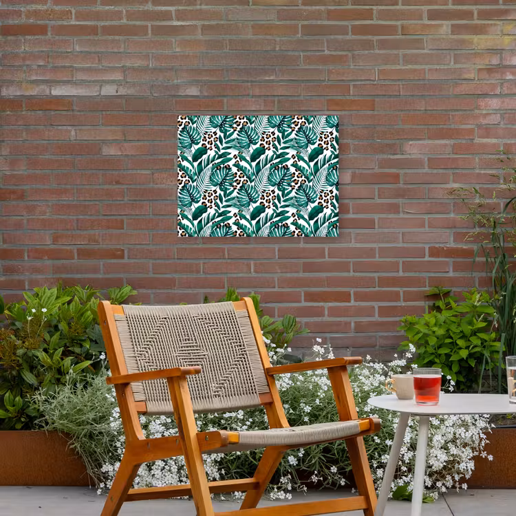 Panterprint - Bladeren - Jungle Tuinposter op houten frame 2 cm dik klein -sfeer3