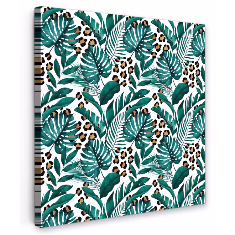Inductie beschermer - Panterprint - Bladeren - Jungle - Afdekplaat voor kookplaat Tuinposter op houten frame 2 cm dik klein -3d