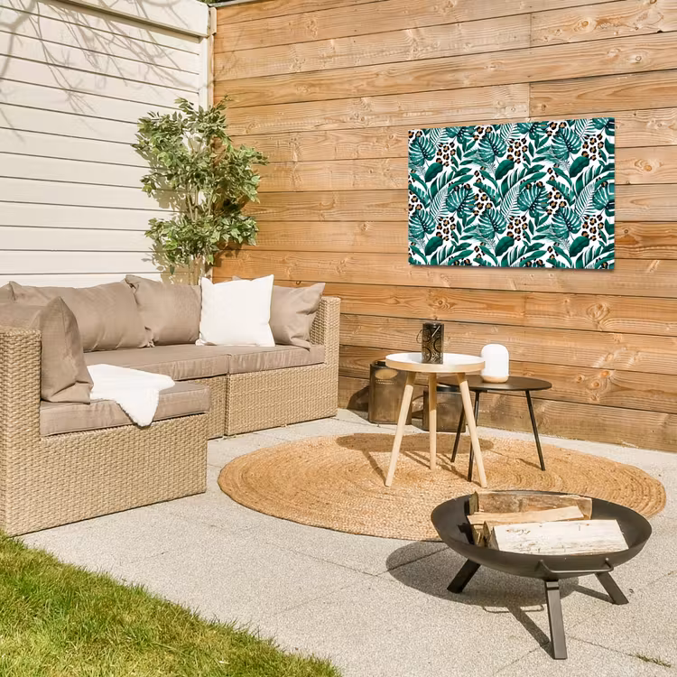 Panterprint - Bladeren - Jungle Tuinposter op houten frame 2 cm dik klein -sfeer2