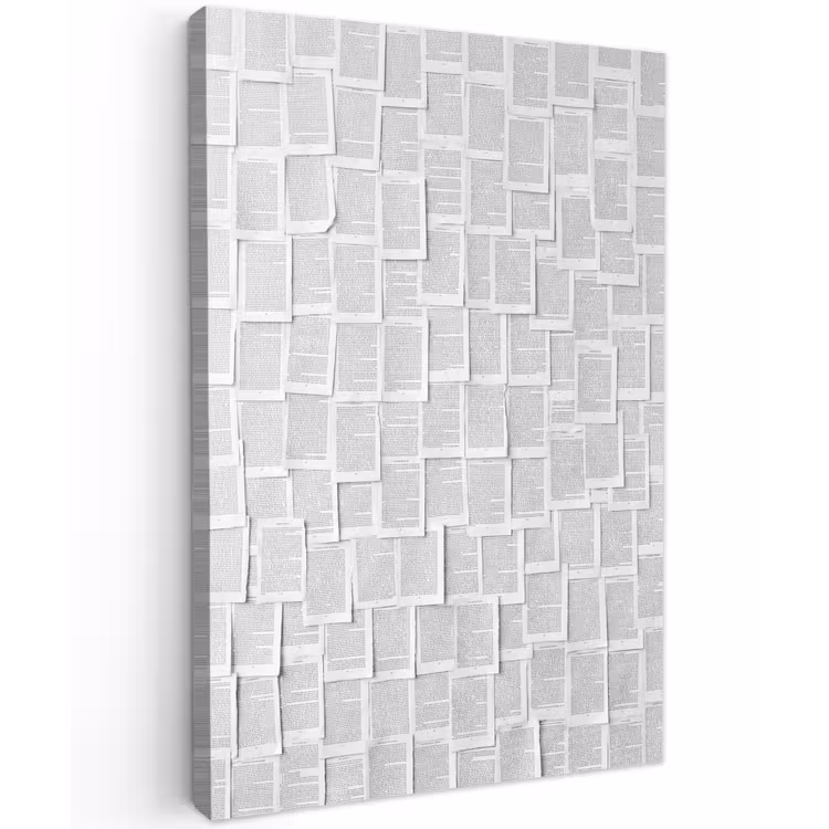 Papier - Overlappend - Textuur - Modern - Wit Tuinposter op houten frame 2 cm dik klein -3d