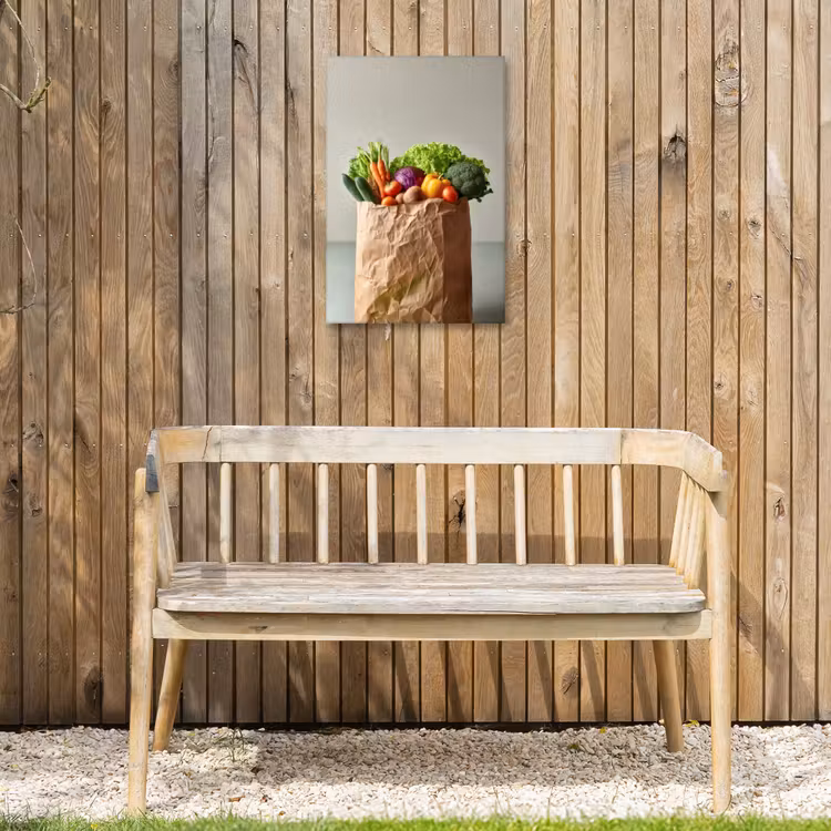 Papieren - Boodschappen - Groente - Kleurrijk Tuinposter op houten frame 2 cm dik klein -sfeer4