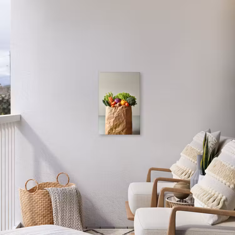 Papieren - Boodschappen - Groente - Kleurrijk Tuinposter op houten frame 2 cm dik klein -sfeer1