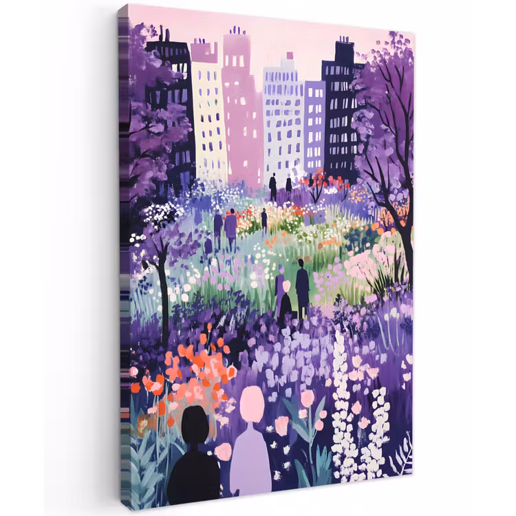 Park - Bomen - Bloemen - Gebouwen Tuinposter op houten frame 2 cm dik klein -3d