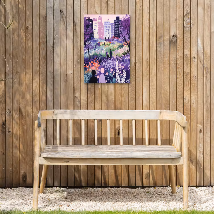 Park - Bomen - Bloemen - Gebouwen Tuinposter op houten frame 2 cm dik klein -sfeer4
