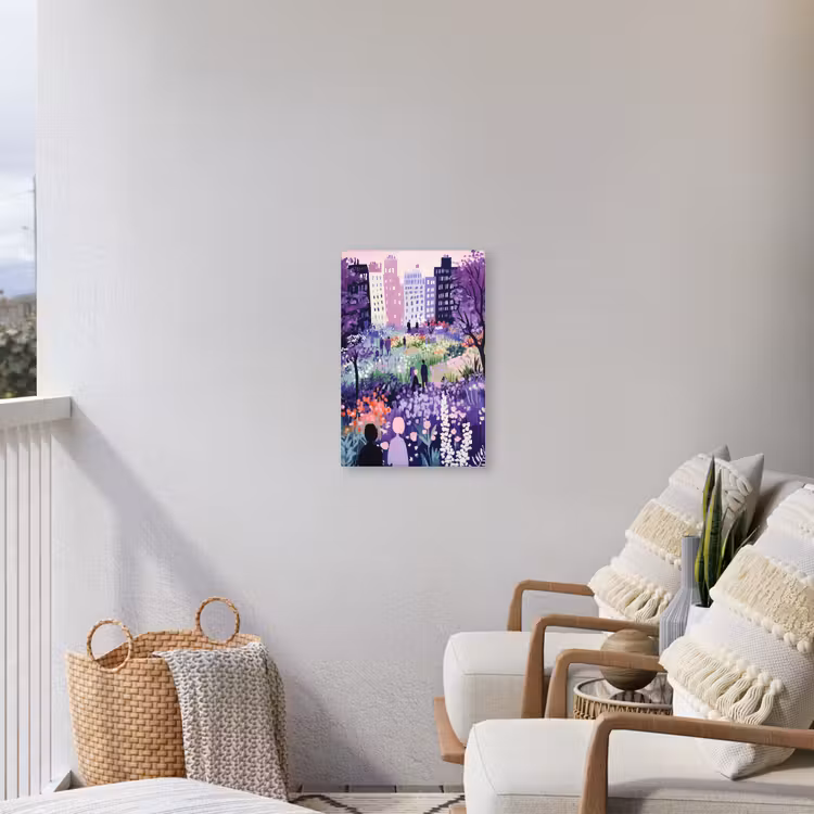 Park - Bomen - Bloemen - Gebouwen Tuinposter op houten frame 2 cm dik klein -sfeer1