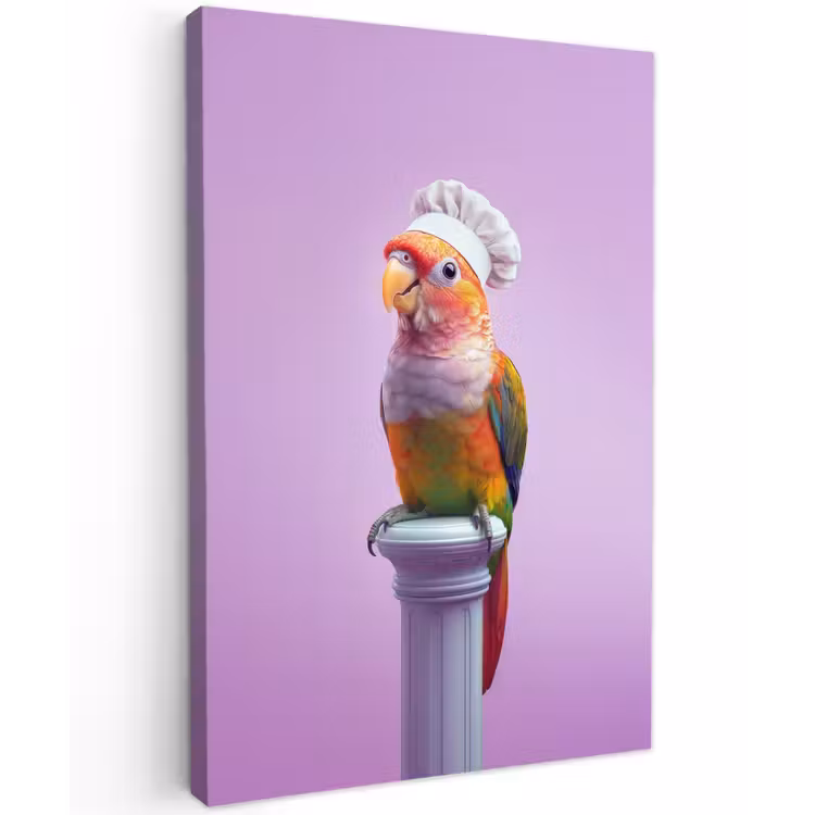 Papegaai - Koksmuts - Pilaar - Vogel Tuinposter op houten frame 2 cm dik klein -3d