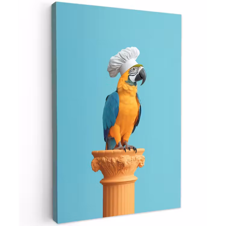 Papegaai - Koksmuts - Grappig - Vogel Tuinposter op houten frame 2 cm dik klein -3d