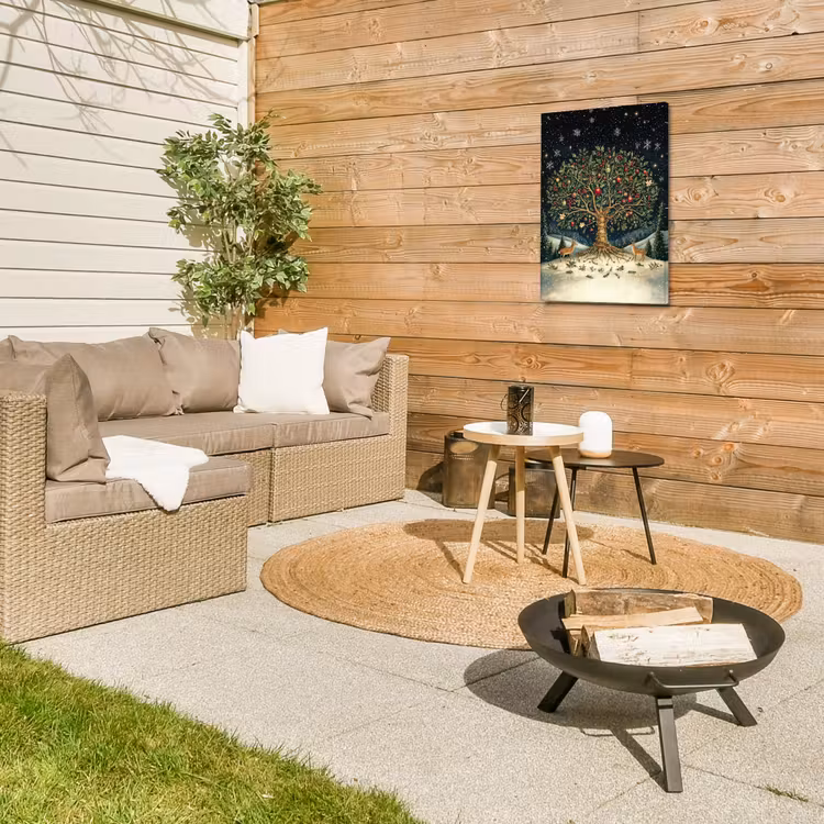Feestboom - Winterhemel - Kleurrijk Tuinposter op houten frame 2 cm dik klein -sfeer2