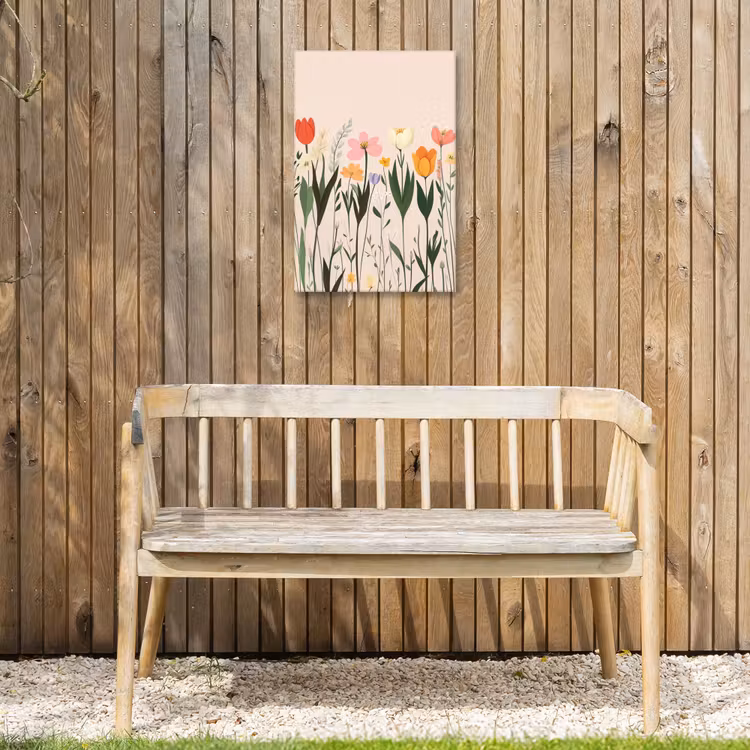 Pasteltinten - Bloemen - Illustratie Tuinposter op houten frame 2 cm dik klein -sfeer4