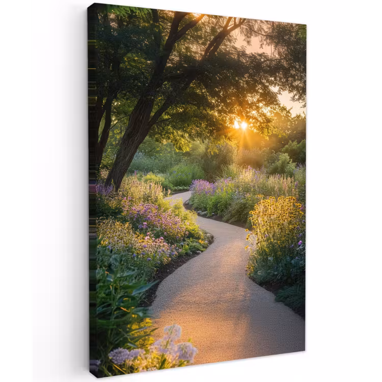 Pad - Bloemen - Park Tuinposter op houten frame 2 cm dik klein -3d